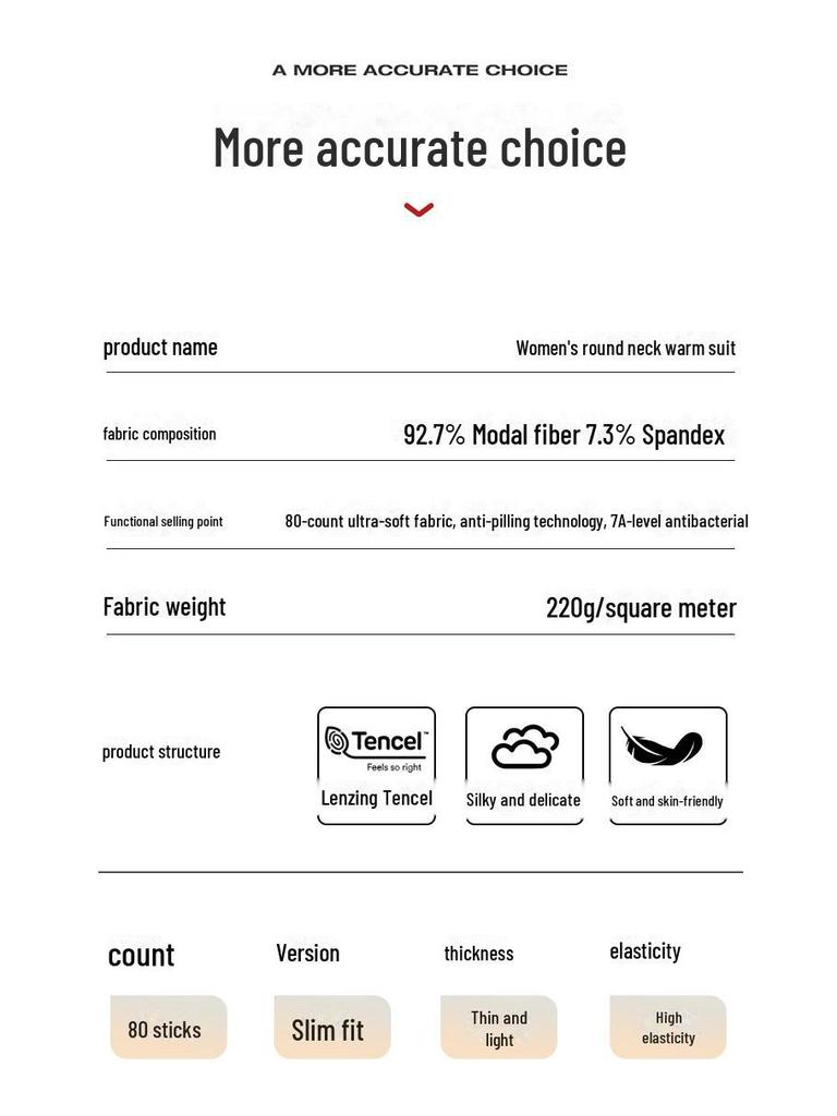 Nahtloses, warmes Modal-Unterwäscheset für Damen mit Rundhalsausschnitt: Antibakterielles Aoweizi Herbstoberteil und -unterteil
