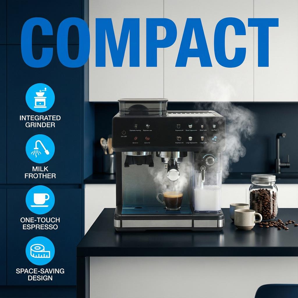 20 Bar Coffee Machine Fully Automatic Steam High-pressure Espresso Machine with Ground Brewing Espresso Machine