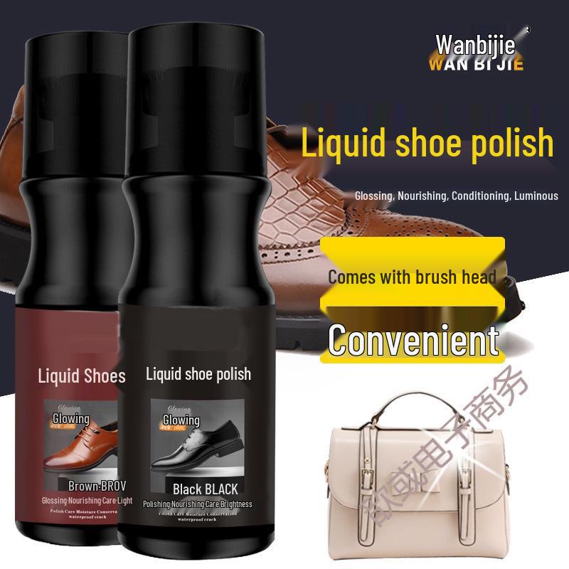 Colorless Transparent Leather Shoe Maintenance Polish with Integrated Brush