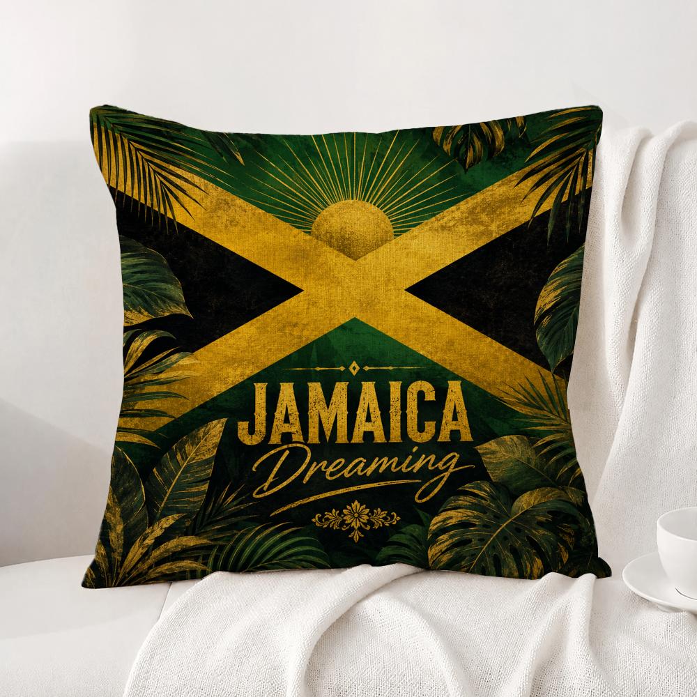 Flag Jamaica Flag Cushion Cover Natural Linen Pillowcase Set AllinOne Decor Cushion Cover for Sofa Bedroom Chair