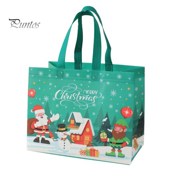 

Рождественский подарочный пакет Санта-Клаус Снеговик Дизайн большой емкости с двойной ручкой из нетканого материала Подарочная упаковка для конфет