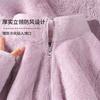 White Coral Fleece Stand-up Neck Cardigan Sweater Women's New Autumn and Winter Versatile Casual Warm Jacket Tide