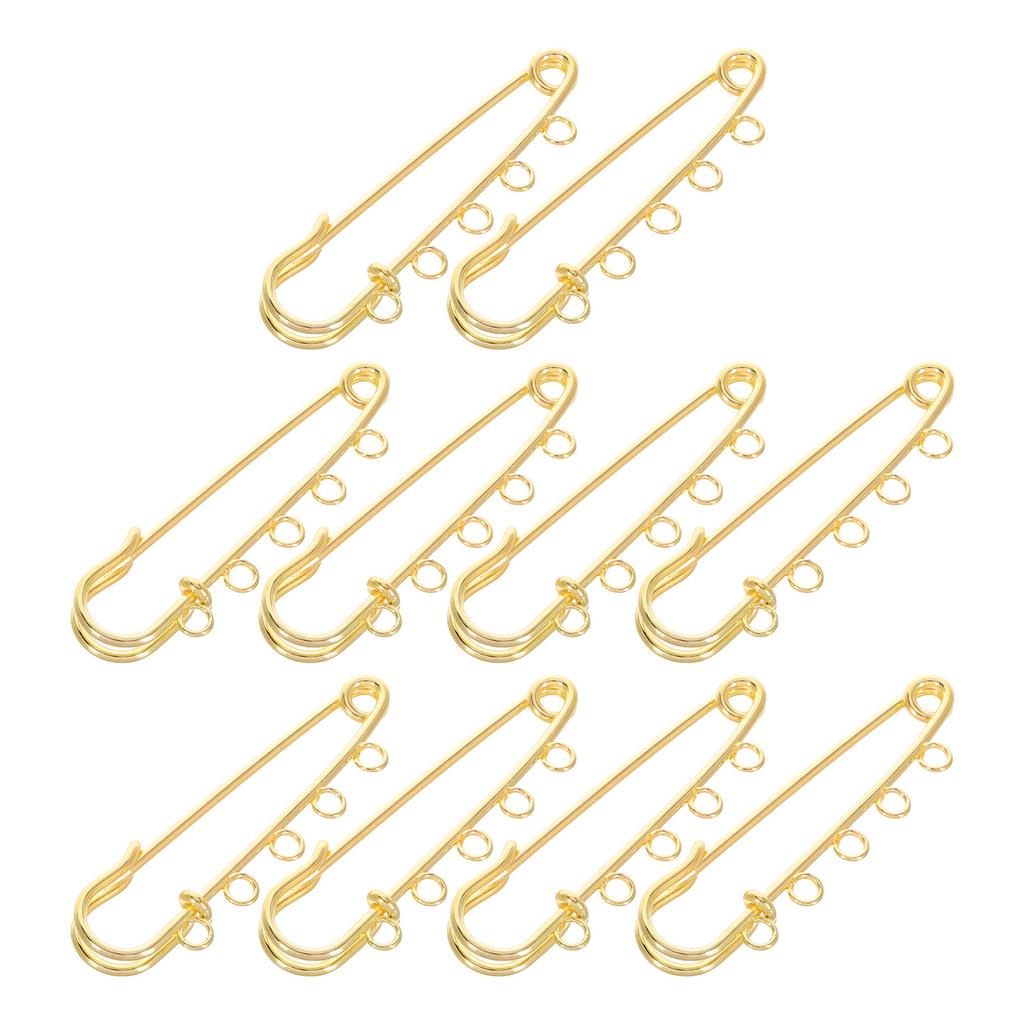 10Pcs DIY Safety Pins Heavy Duty Metal Brooch Findings for Crafts Fabric Clothing Repair Felting Pin Needles with Holes