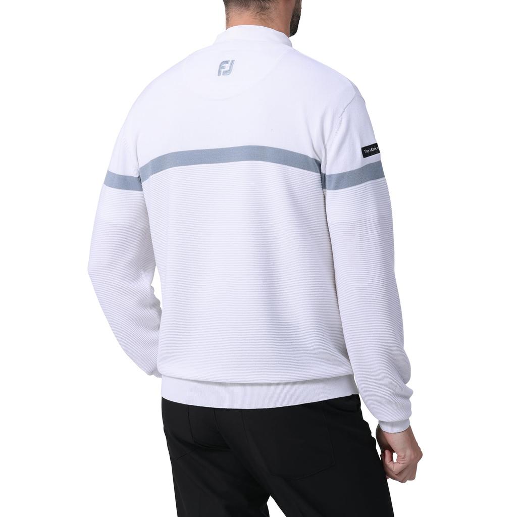 FootJoy Men's Chest-Lined Long Sleeve Crew Neck Sweater, White, Size M (FJ-S24-M12, 81829-M)
