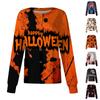 Women's Casual Long Sleeve Halloween Print Cardigan with Single Breasted Front
