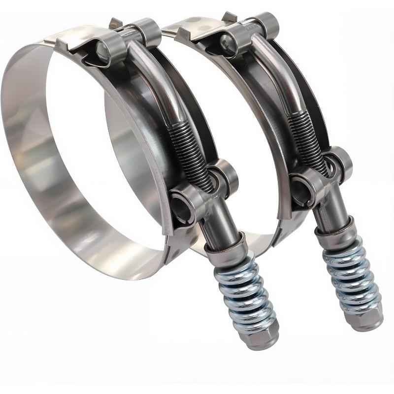 2PCS 2.5-inch Heavy-duty T-bolt Stainless Steel Spring Clamp Automatically Adjusts To Maintain Constant Tension (68mm To 76mm)