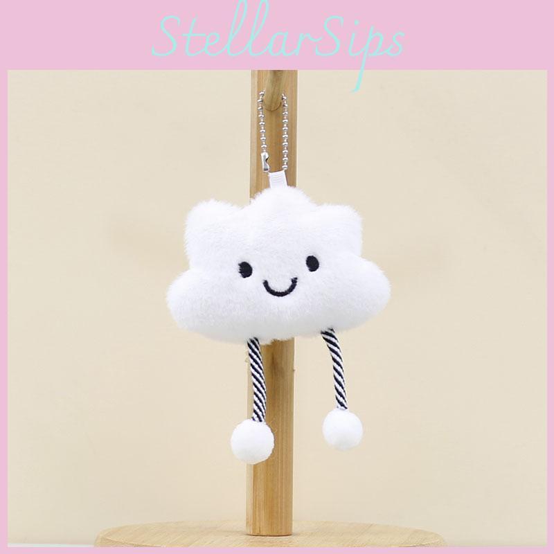 Cute White Cloud Keychain Cartoon Girl Backpack Decorative Pendant Gift Doll