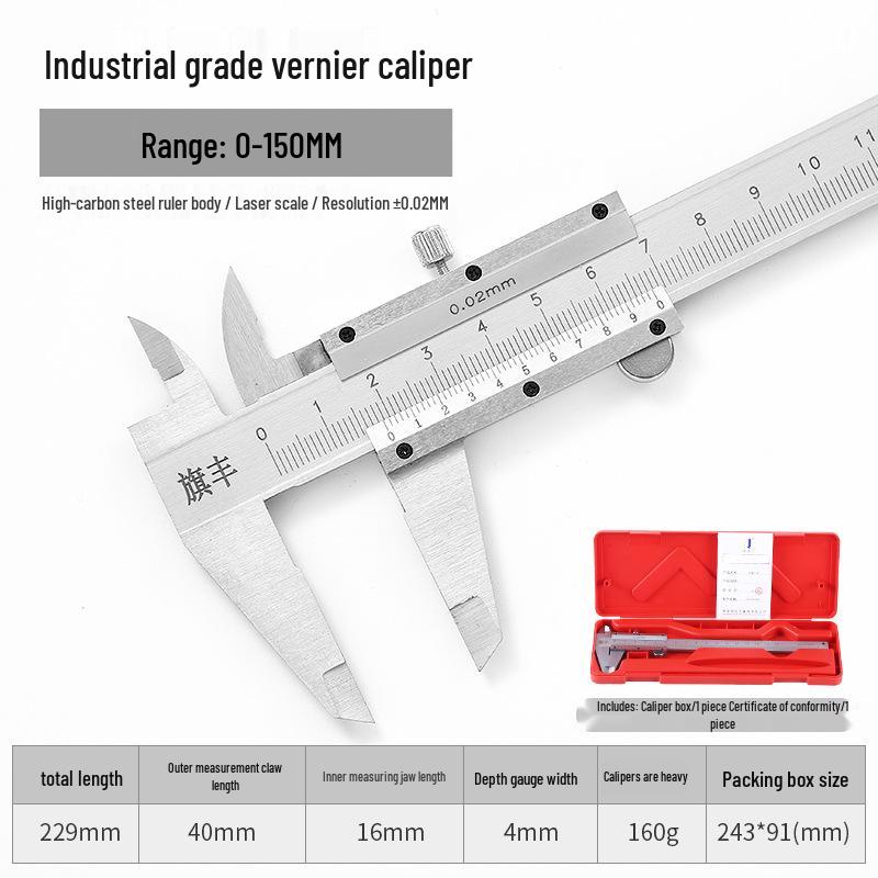 High-Precision Mini Vernier Caliper - Stainless Steel, 0-150/200/300/500/600/1000mm