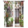 House Plant Flowers Tulle Curtains For Living Room Printed Sheer Voile Curtain Bedroom Window Screening Drapes Blinds Home Decor
