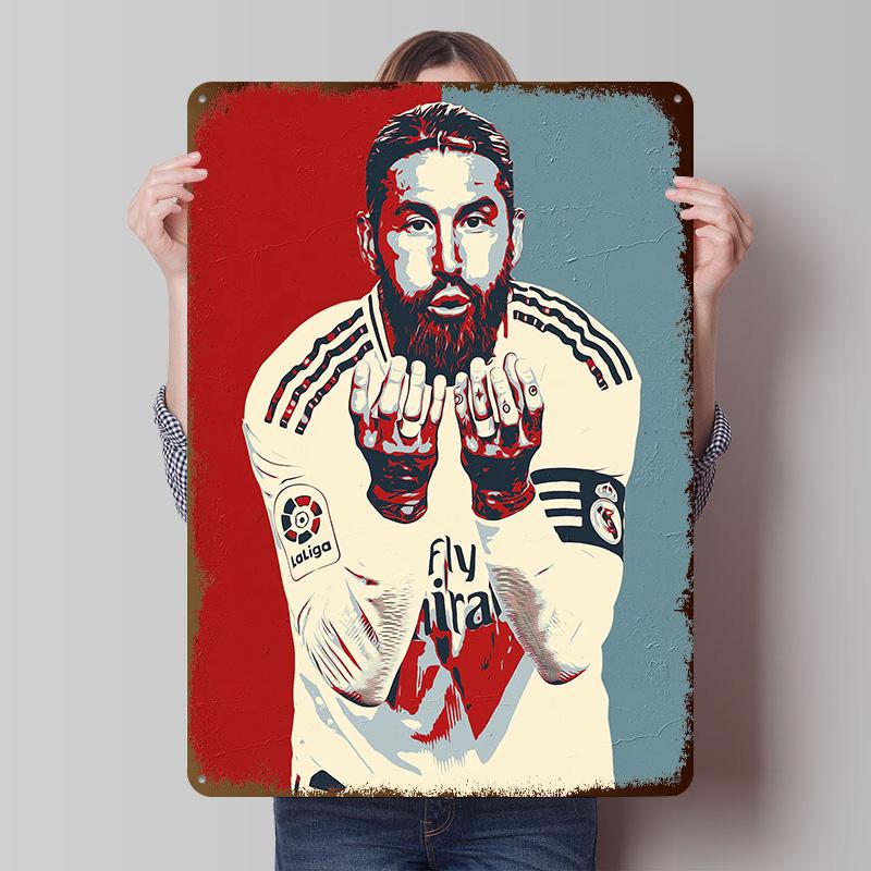 Sergio Ramos Tinplate Poster Customized Wall Art Vintage Metal Signs Retro Tin Plaque for Decoration Home Decor Items House Room 20x30cm(7.8x11.8inch)