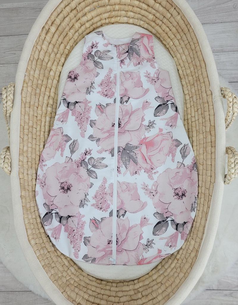 Abgerundeter Baumwoll-Schlafsack für Kinder S 0-6 Monate Sommer TOG 1.0 - Sepia-Rosen