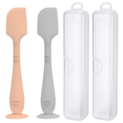 

Diaper Cream Spatula with Hygienic Travel Case, 2-Pack, Baby Butt Paste Spatula with Baby Suction Base, Soft Silicone Diaper Rash Cream Applicator, La