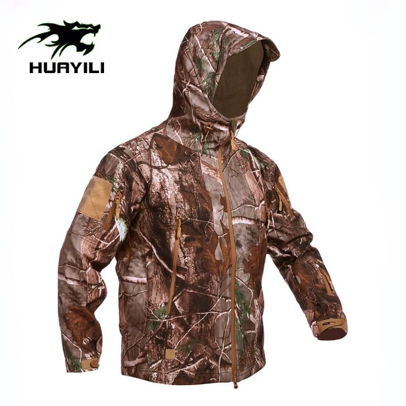 Men Waterproof Camo Fleece Softshell Cycling Jacket Outdoor Windproof Warm Coat