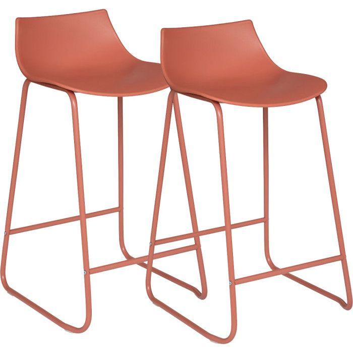Set of 2 Atmosphera "Otac" Design Bar Stools - Terracotta