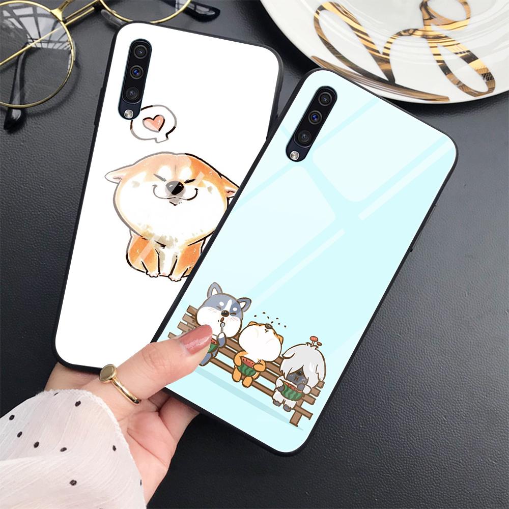 Süße Corgi Hund Hülle für Samsung Galaxy A52 A70 A71 A73 A53 A13 5g A03 A72 A22 A21s A03 Core A42 Gehärtetes Glas Cartoon Cover