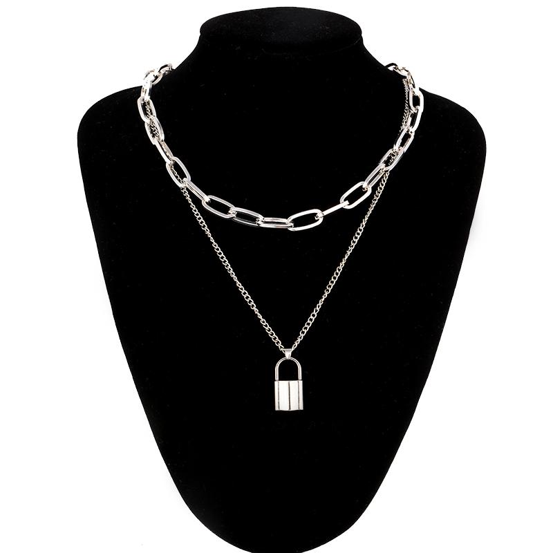 Lock Chain Necklace With A Padlock Pendants For Women Men Punk Jewelry On The Neck 2020 Grunge Aesthetic Egirl Eboy Accessories