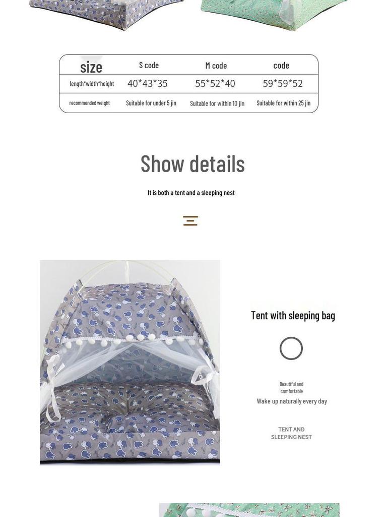 Washable Cat Tent Nest Bed