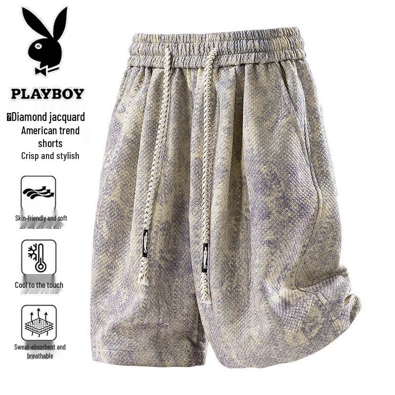 

Playboy Men s Summer Tie-Dye Casual Bermuda Shorts L