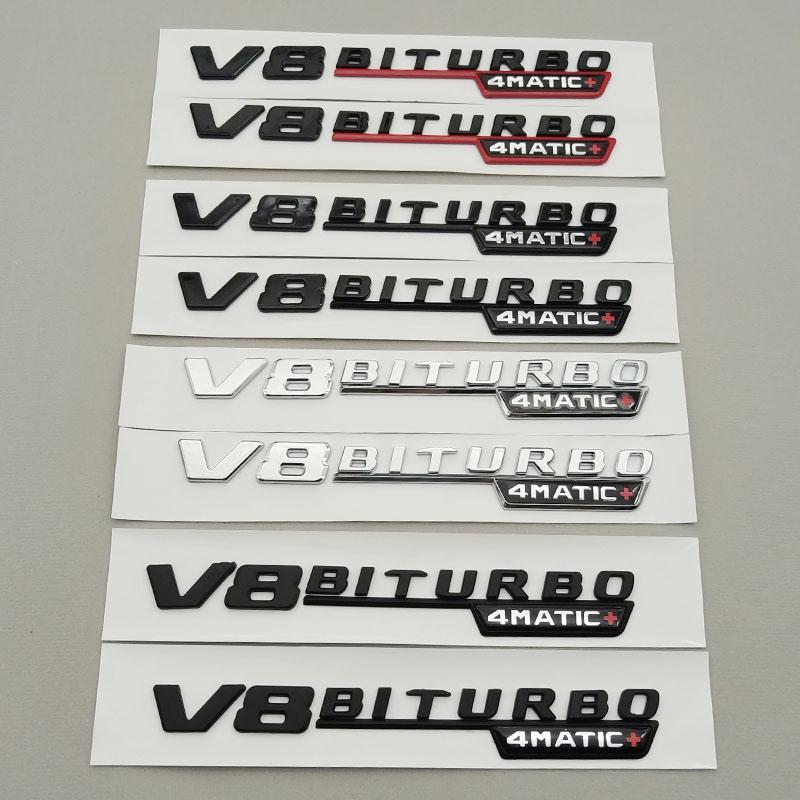 2pcs 3D ABS V8 Biturbo 4matic Car Fender Side Emblem For Mercedes Benz C63S W205 E63S W213 S63 W222 GLC63S X253 GLE63S W167 AMG