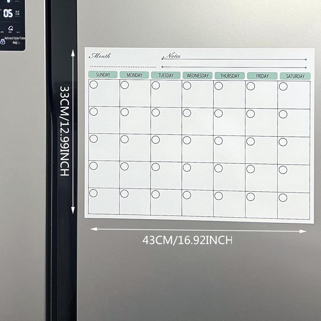 Planificator Săptămânal Lunar Magnetic Șters & Autocolant Memo Tablă Albă pentru Frigider