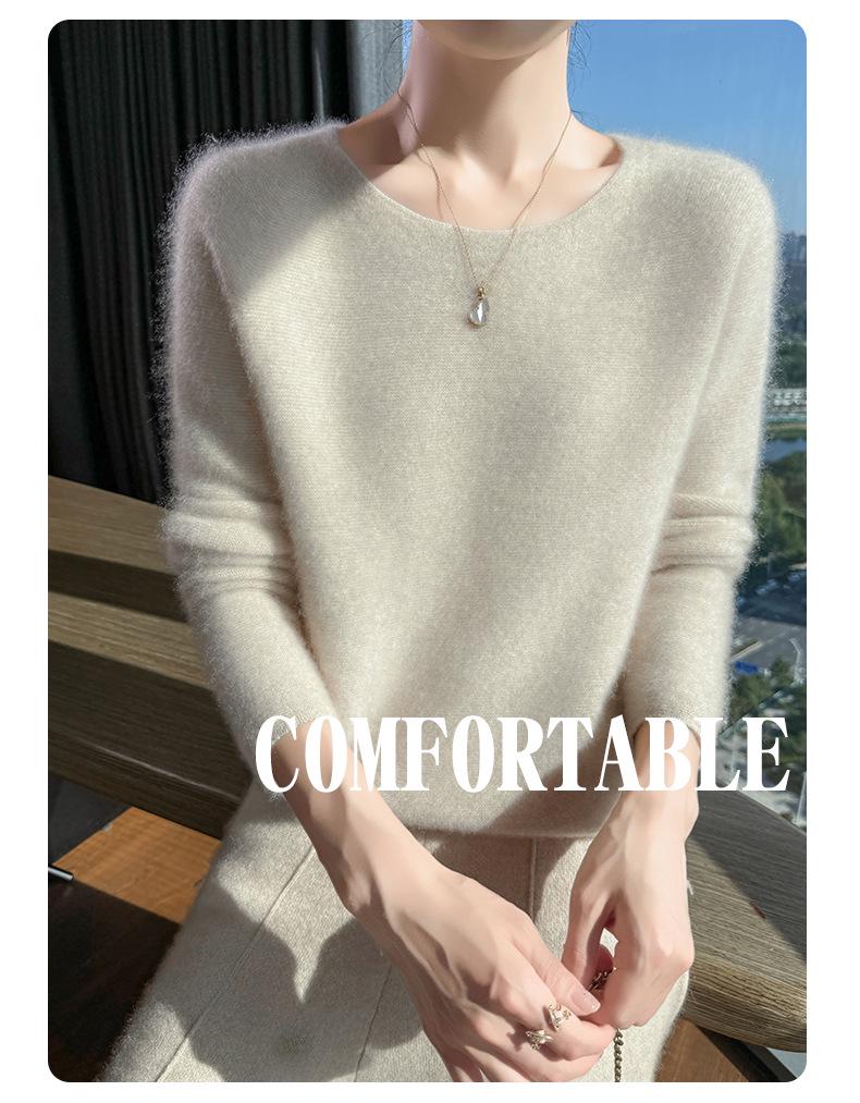 Women's 100% Wool Low-Neck Slimming Sweater - Soft, Flattering, High-End Feel for Spring/Autumn