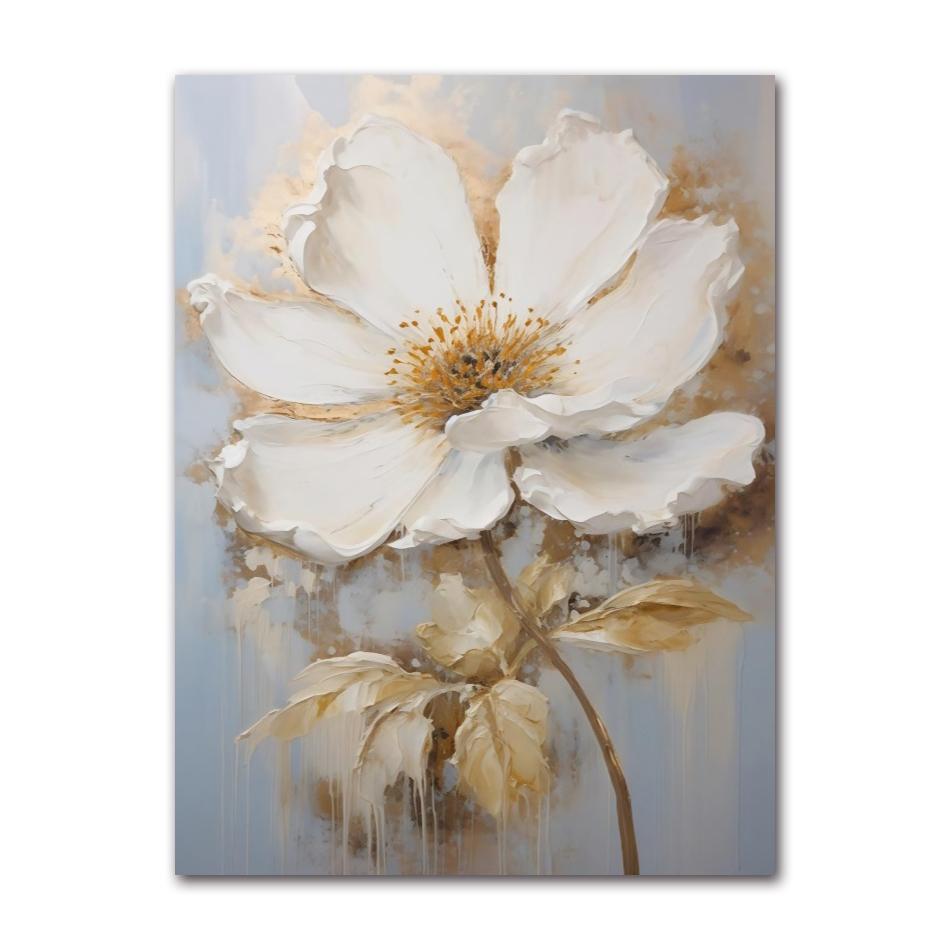 Abstract White Gold Flowers Canvas Modern Nordic Plant Posters And Prints Wall Art Pictures For Living Room Home Decor