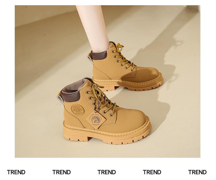 Dámské kotníkové boty Martin s vysokou platformou - Podzimní outdoorové ležérní kotníkové boty v motorkářském stylu