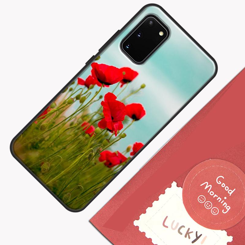 

Red Corn Poppy Flower Phone Case For Samsung Galaxy S23 S26 Ultra S20 S21 S22 S24 S25 Plus S10 S25 FE Cover Shell Galaxy S22Ultra