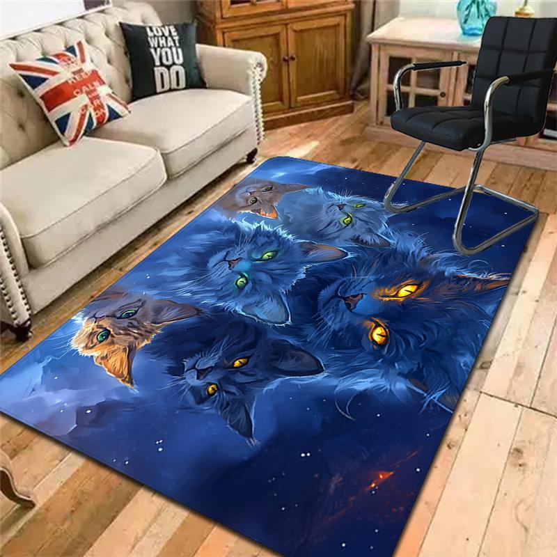 Cat in the Night Rug Floor Mat for Living Room or Bedroom Soft and Comfortable Carpet a Gift for Birthday and Holiday.MFF0918268