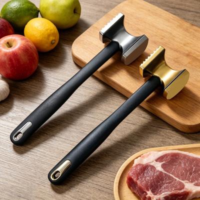 Marteau à viande en alliage de zinc attendrisseur de viande avec maillet à viande texturé double face pour la rupture rapide des tissus fibreux pour la cuisine