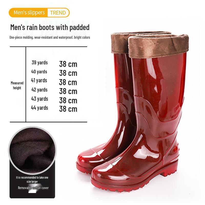 Men's Waterproof High Tube Rain Boots - Non-Slip Rubber Construction Boots
