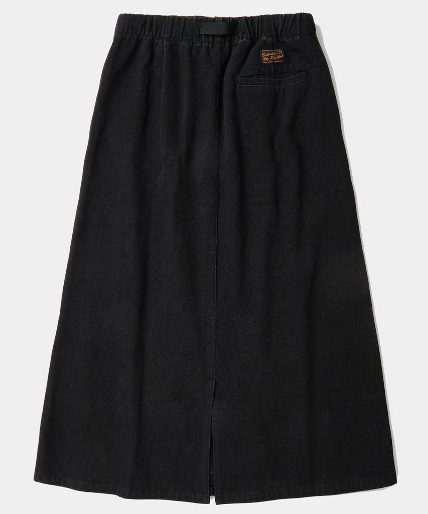 COLUMBIA UNIVERSITY Sl-Label Belted Denim Skirt Black Denim