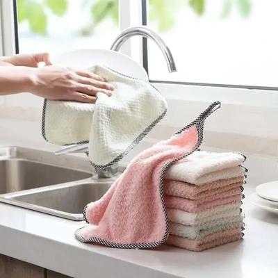 Paño de Limpieza de Cocina de Vellón Coral Trapo No Adherente Aceite Paño para Platos Absorbente de Doble Cara Engrosamiento Herramientas de Limpieza Accesorios