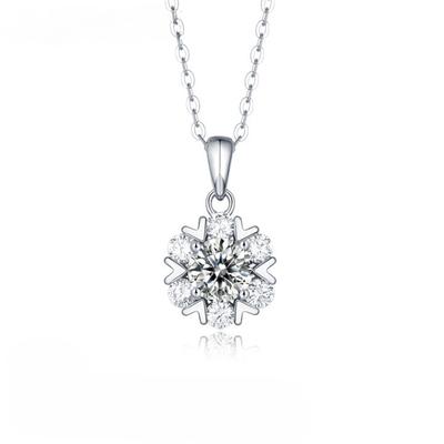 Genuine 5 Carat Moissanite Snowflake Pendant Necklace For Women 18K Plated 925 Pure Silver Diamond Neck Chain Jewelry GRA