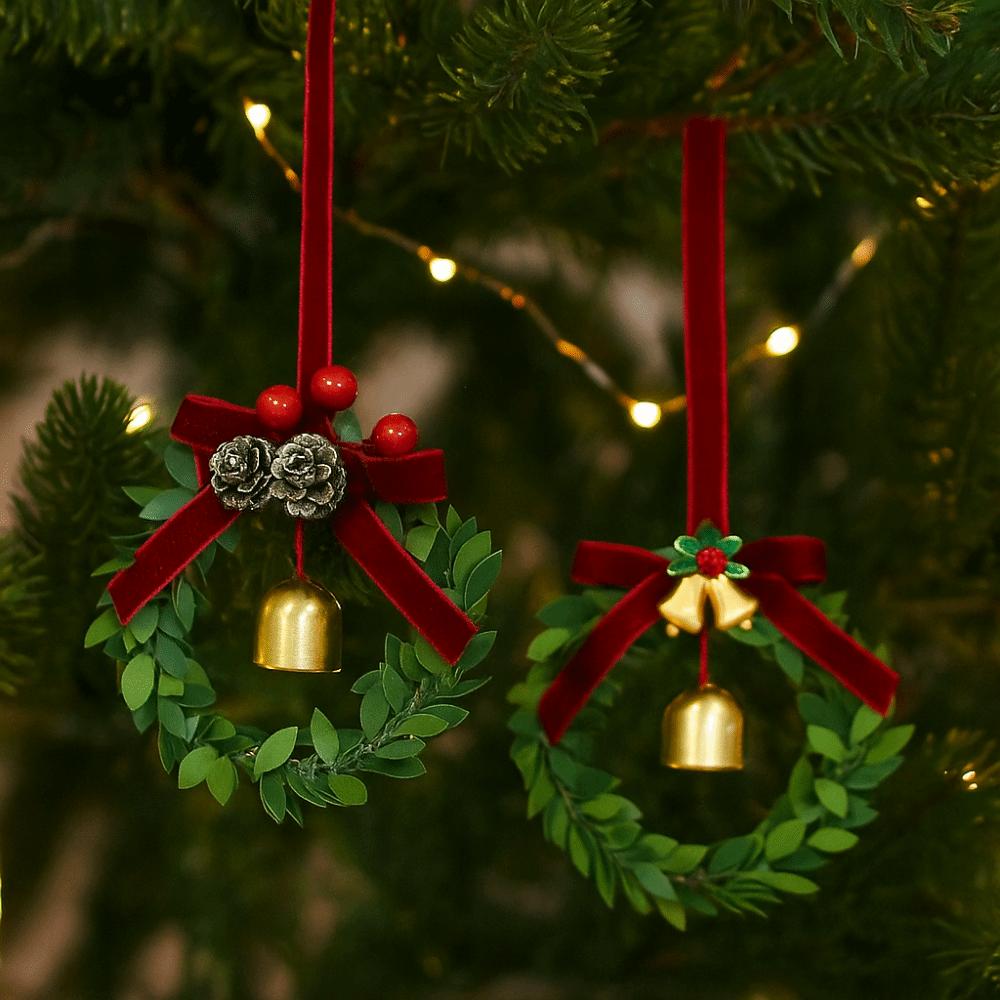 Iron Art Christmas Bell Pendant Simulation Pine Cone Christmas Tree Decorations Home Decoration