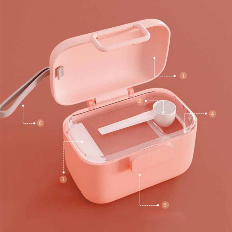 Milk Powder Storage Box PP Shell BPA Free Portable Baby Milk Powder Container Box with Lanyard Pink/Green