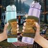 1PC Lazy Cat Cushion Portrait 750ml Color Plastic Sports Water Bottle Leakproof Flip Straw Lid Suitable for Sports Office Home Use