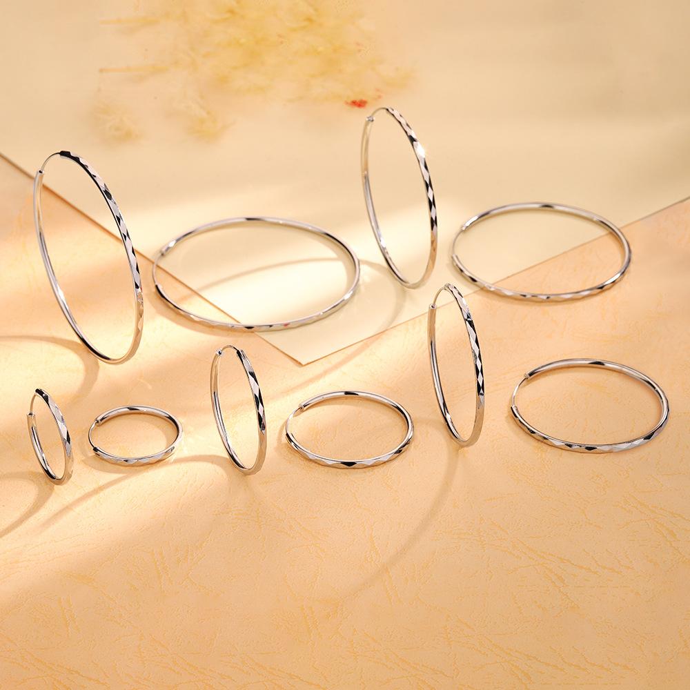 Oversized Diamond Cut Hoop Earrings Trendy Face Slimming Statement Jewelry For Vacation Resort Large Circle Ear Rings