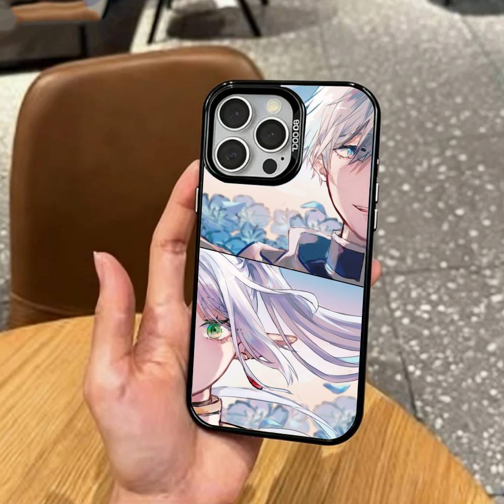 Мультяшная Фрирен Sousou No Frieren Чехол для телефона для iPhone17,16,15,14,13,12,11 Plus,Pro Max Цветной Посеребренный Внутренний Чехол iPhone12PROMAX