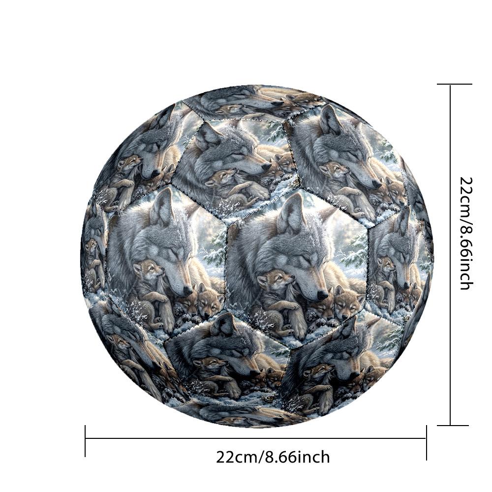 1pc Winter Wolf Family Theme Soccer Ball Football, Size 5, Lightweight PVC, Outdoor Training Soccer Ball,Gift C6591