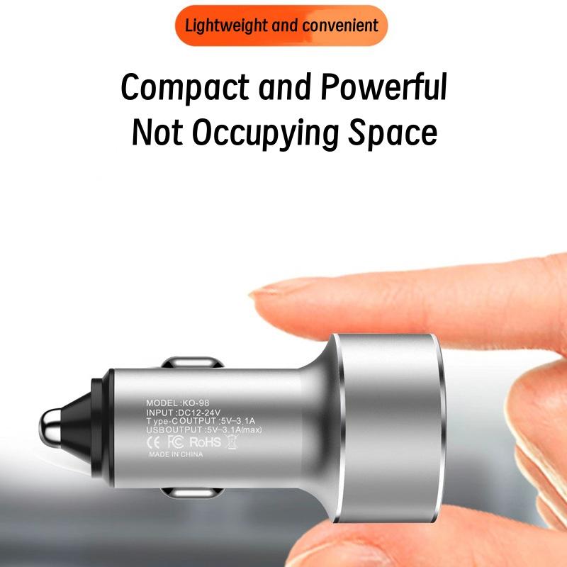 Intelligent Digital PD Car Charger 3.1A Single USB+PD Fast Charging Car Charger 18W Fast Charging Car Cigarette Lighter