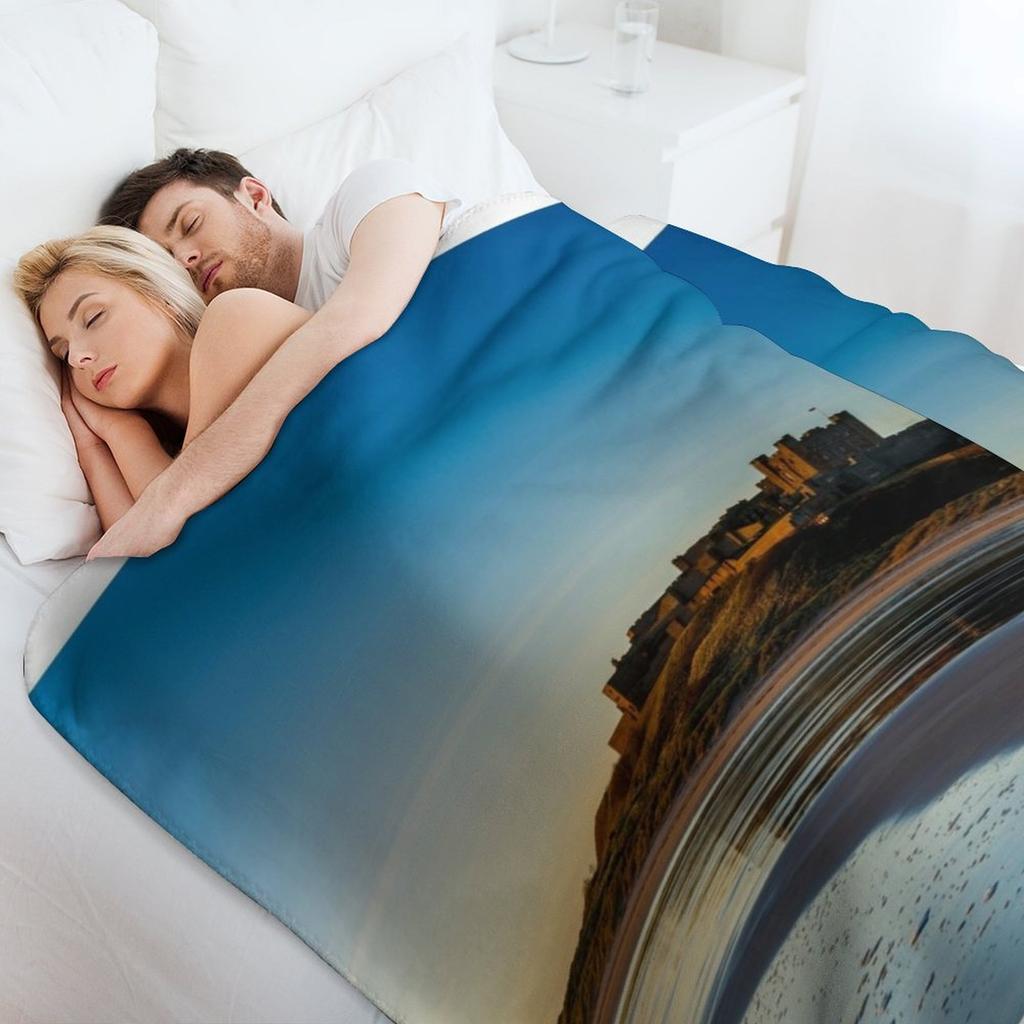Sunrise over Bamburgh Castle Throw Blanket Multi Use Warm Blanket for Living Room Bedroom