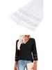 2026 Women's Fashion Solid Color V-Neck Loose Three-Quarter Sleeve Round Neck Hollow-Out Casual Top