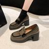 Fashion 2024 Women Autumn New Fashion High Heels Shoe Square Toe Shoes British Woman Shoes
