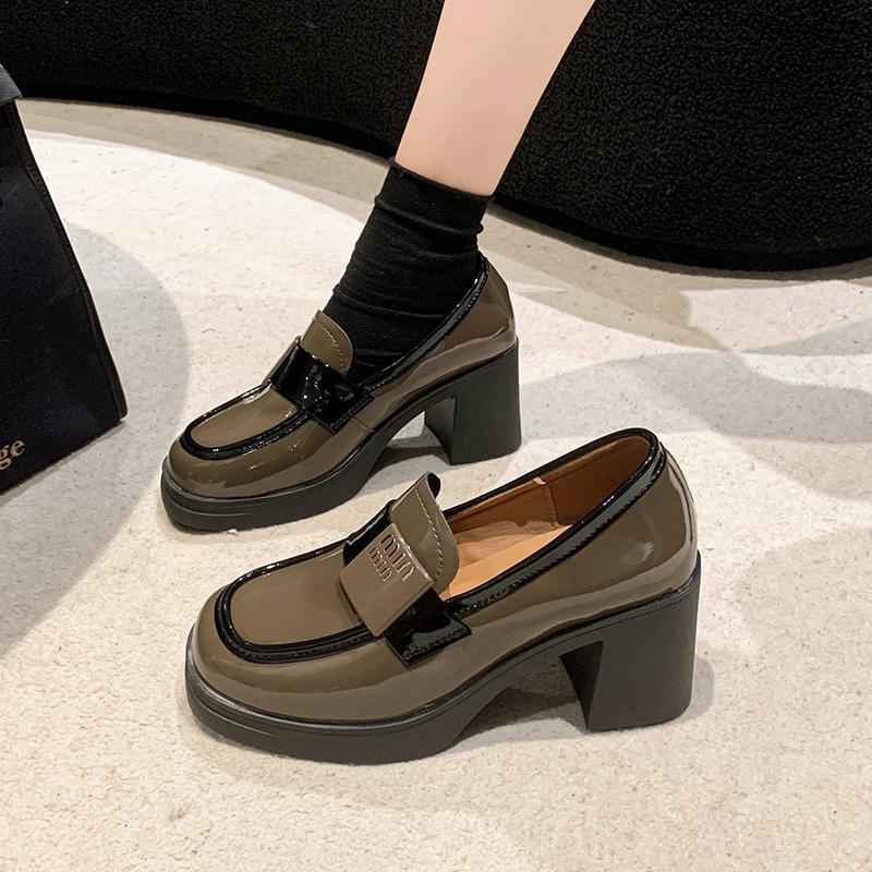 Fashion 2024 Women Autumn New Fashion High Heels Shoe Square Toe Shoes British Woman Shoes