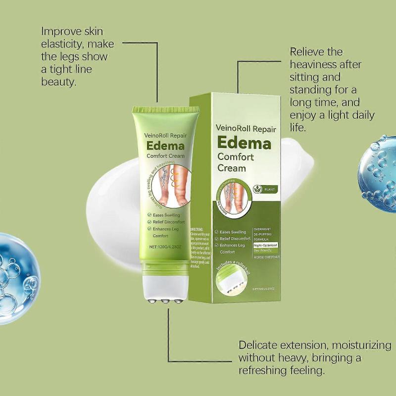 1-5x Edema Care Herbal Cream with Roller Ball, Swell Care Lymphatic Massage Cream, Reduces Leg Swelling-sk
