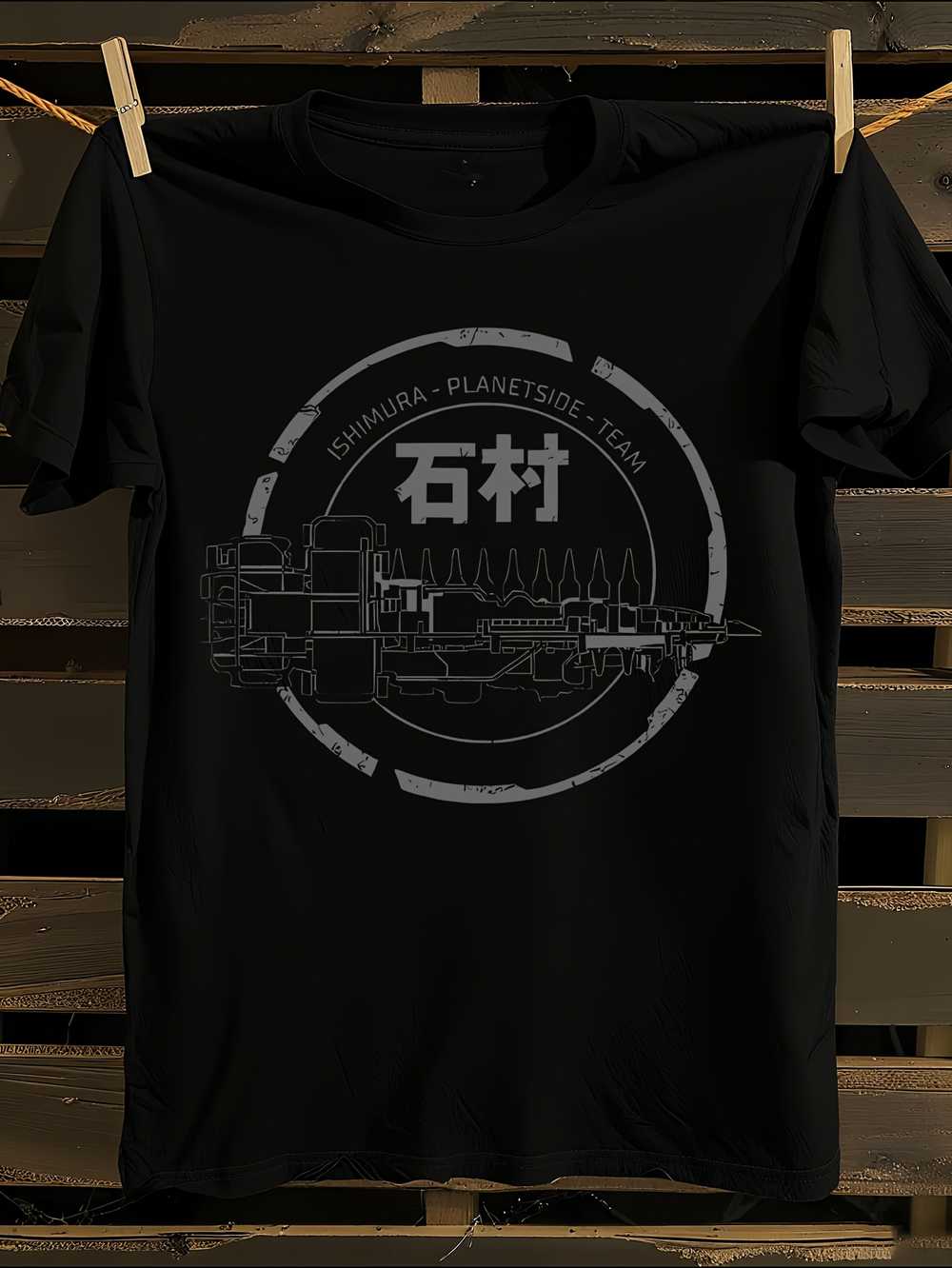 

Ishimura Planetside Team Graphic T-Shirt Mens Tshirt Womens Tshirts with Letters Print Short Sleeves T-Shirt Casual Street Tee Shirt Top XL