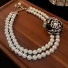 Pearl acetate board flower necklace French retro fashion high sense collarbone chain sweet cool style temperament necklace