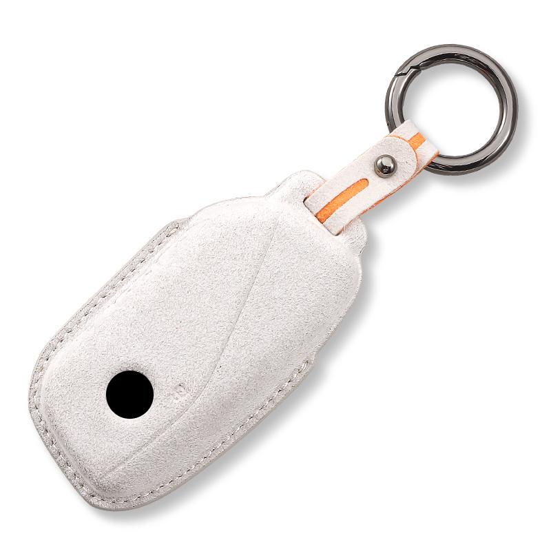 NEW Leather Suede Style Car Key Case Cover For BMW Ix I4 2 3 4 5 X3 X5 2021 2022 2023 4 Buttons Smart Remote Keychain Protection