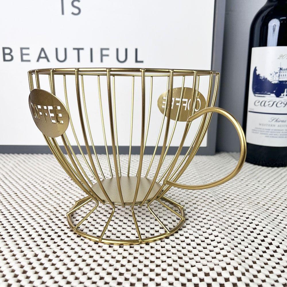 Metal Wire Coffee Display Basket Large Capacity Fruit Snack Storage Rack K Cup Organizer  Home Use